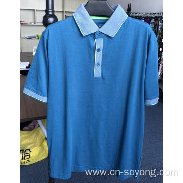 Men's Polyester / Cotton Solid Pique Collar Stand Polo Shirts